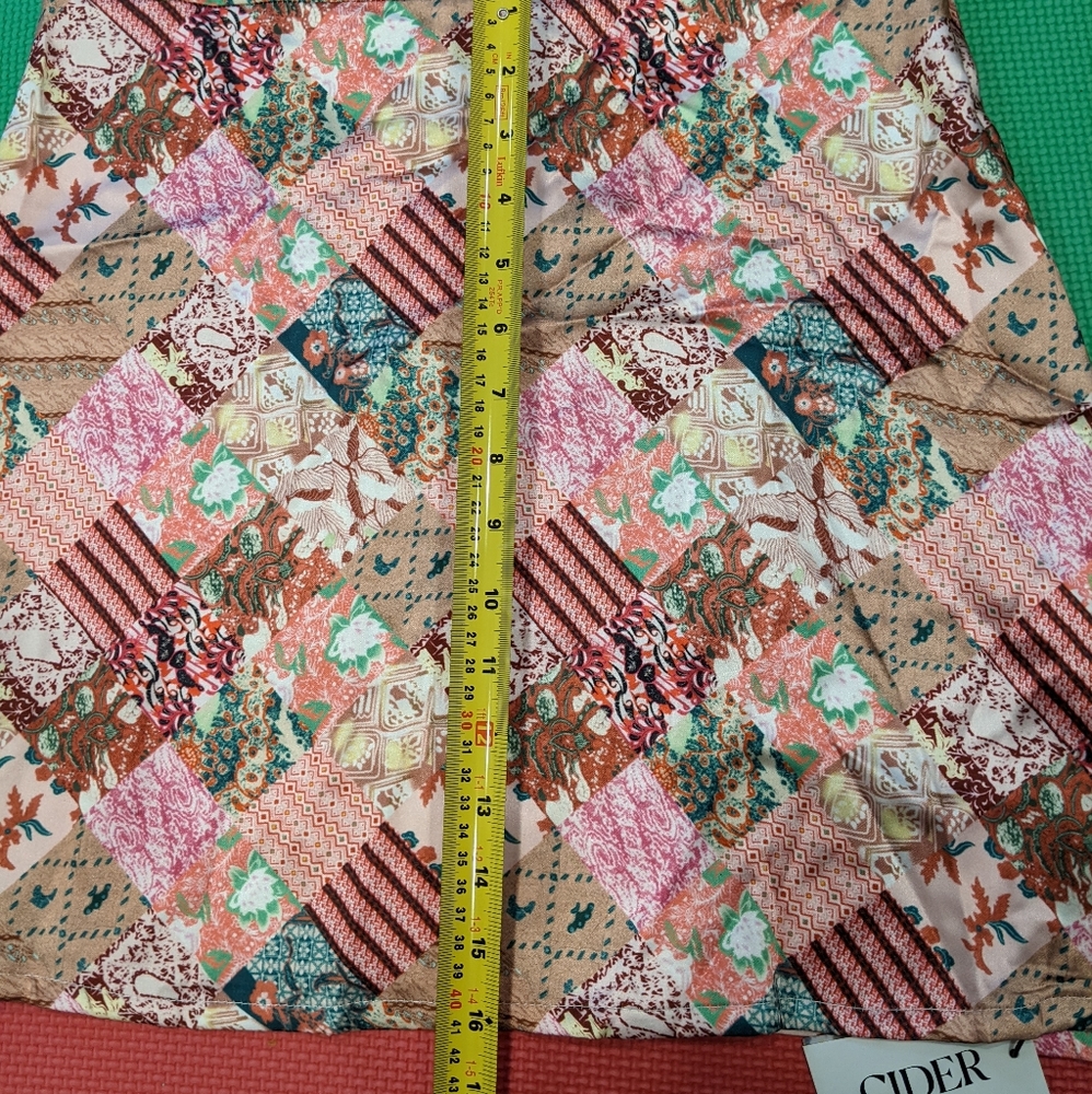 Brand New Unique Florals & Paisley Patchwork Silky A-Line Red Mini Dress - Picture 9 of 10